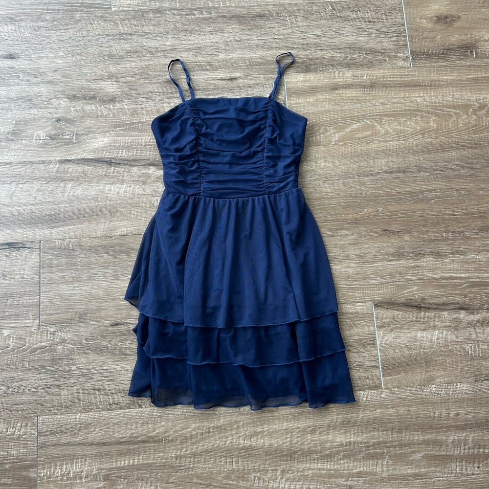Elegant Navy Blue Layered Hoco Dress